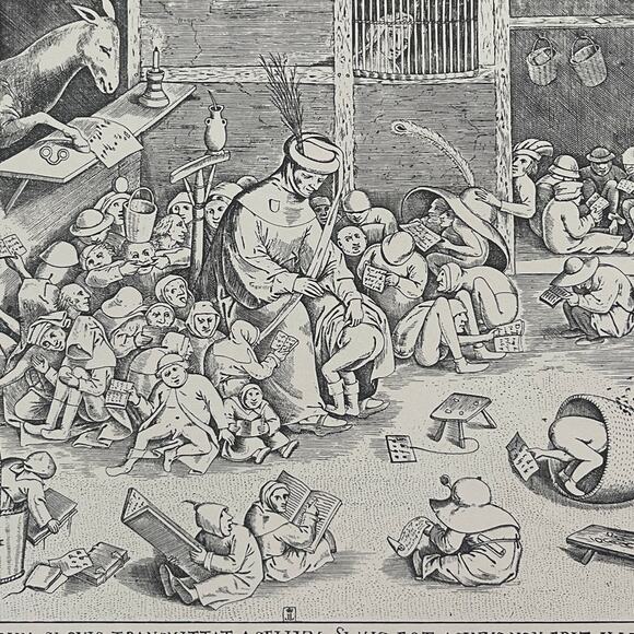 Bruegel, The Ass at School, Engraving, Print, Bookplate, Art, ~ 241229-WH 70 - Picture 1 of 2